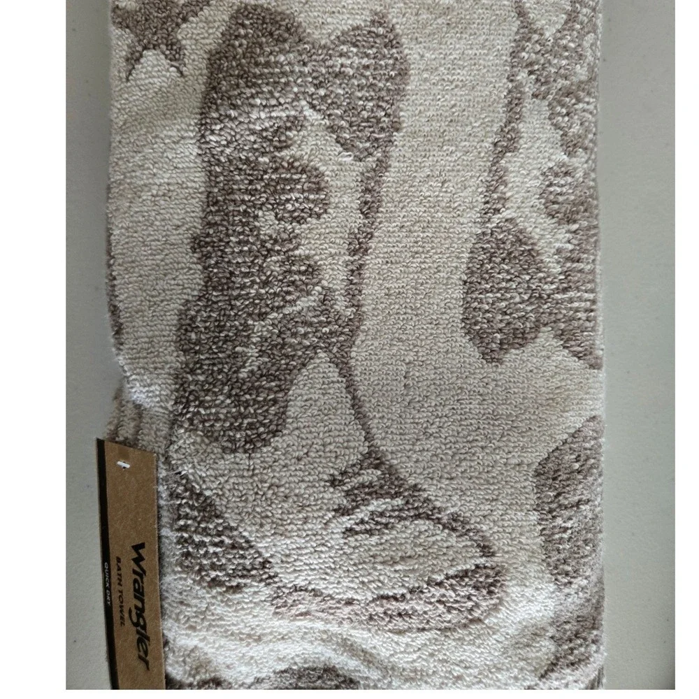 Wrangler 3 Piece Towel Set Tan Cowboy Boots Stars Quick Dry 1 Bath 2 Hand Towels